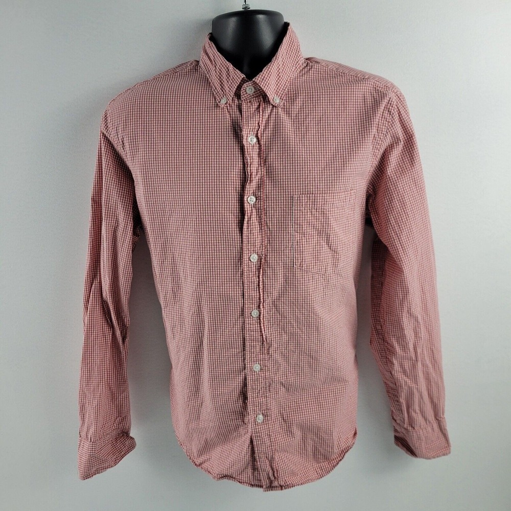 J.Crew dress shirt button down plaid red men's slim L 1383‎